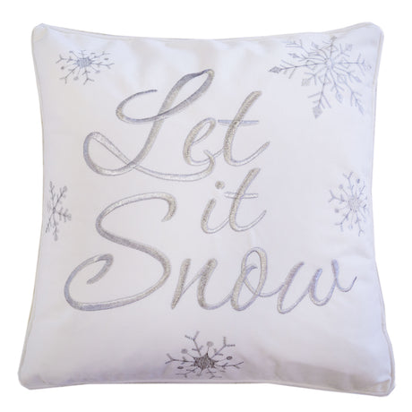 Let-It-Snow-Embroidered-Cotton-Throw-Pillow-–-20x20'-White-Christmas-Cushion-with-Snowflakes-&-Insert-Throw-Pillows