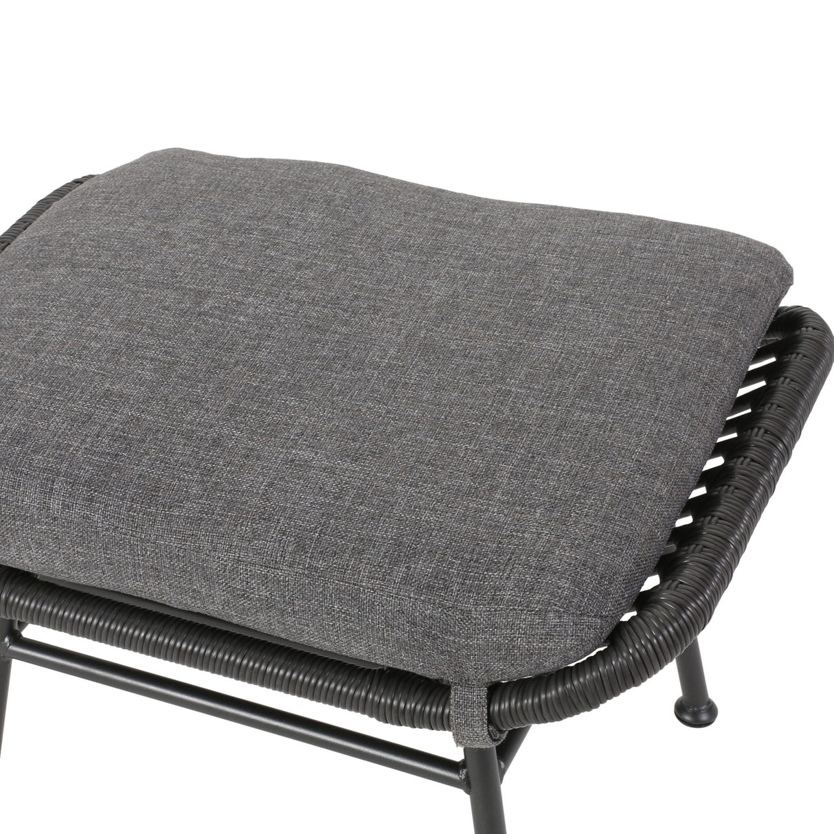 Outdoor Modern Boho Wicker Ottoman With Cushions (Set of 2)