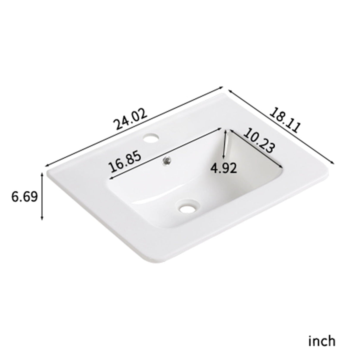 Vessel Sink Top With Overflow Drain - Milk White