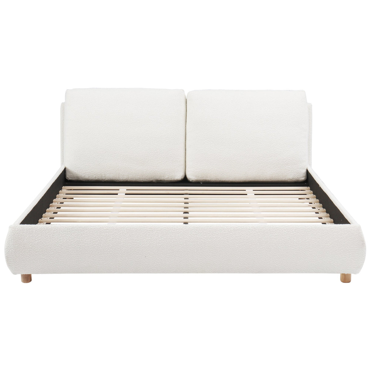 Queen Size Upholstered Platform Bed with Two Removable Pillow Headboard