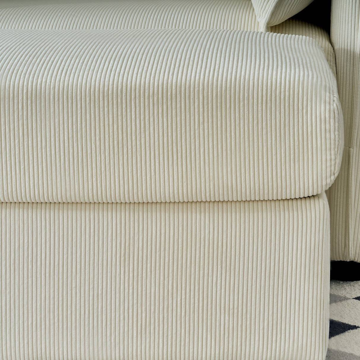 Oversized Chaise Lounge Chair with Ottoman and Storage in Beige