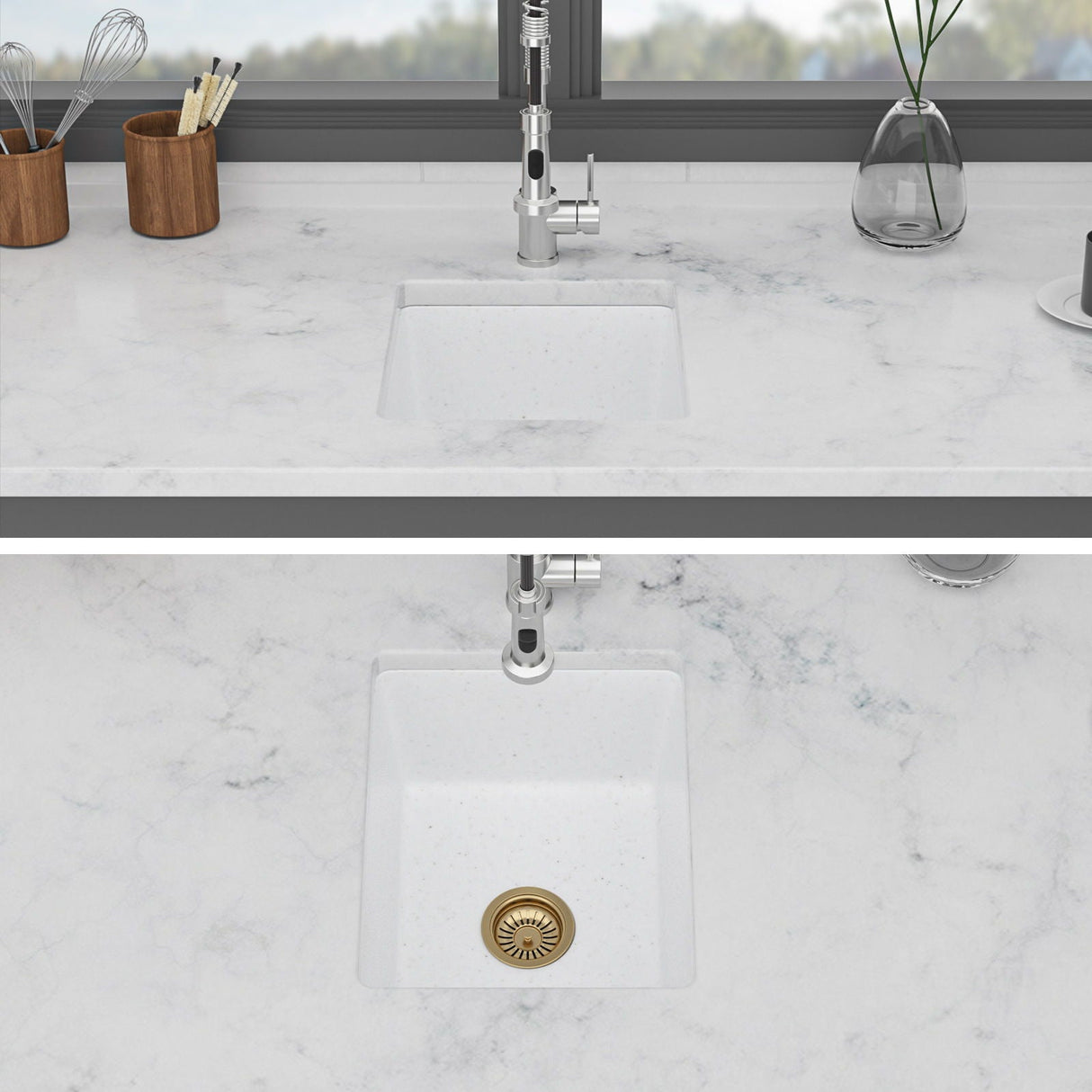 Quartz Composite Undermount Single Bowl Kitchen Sink