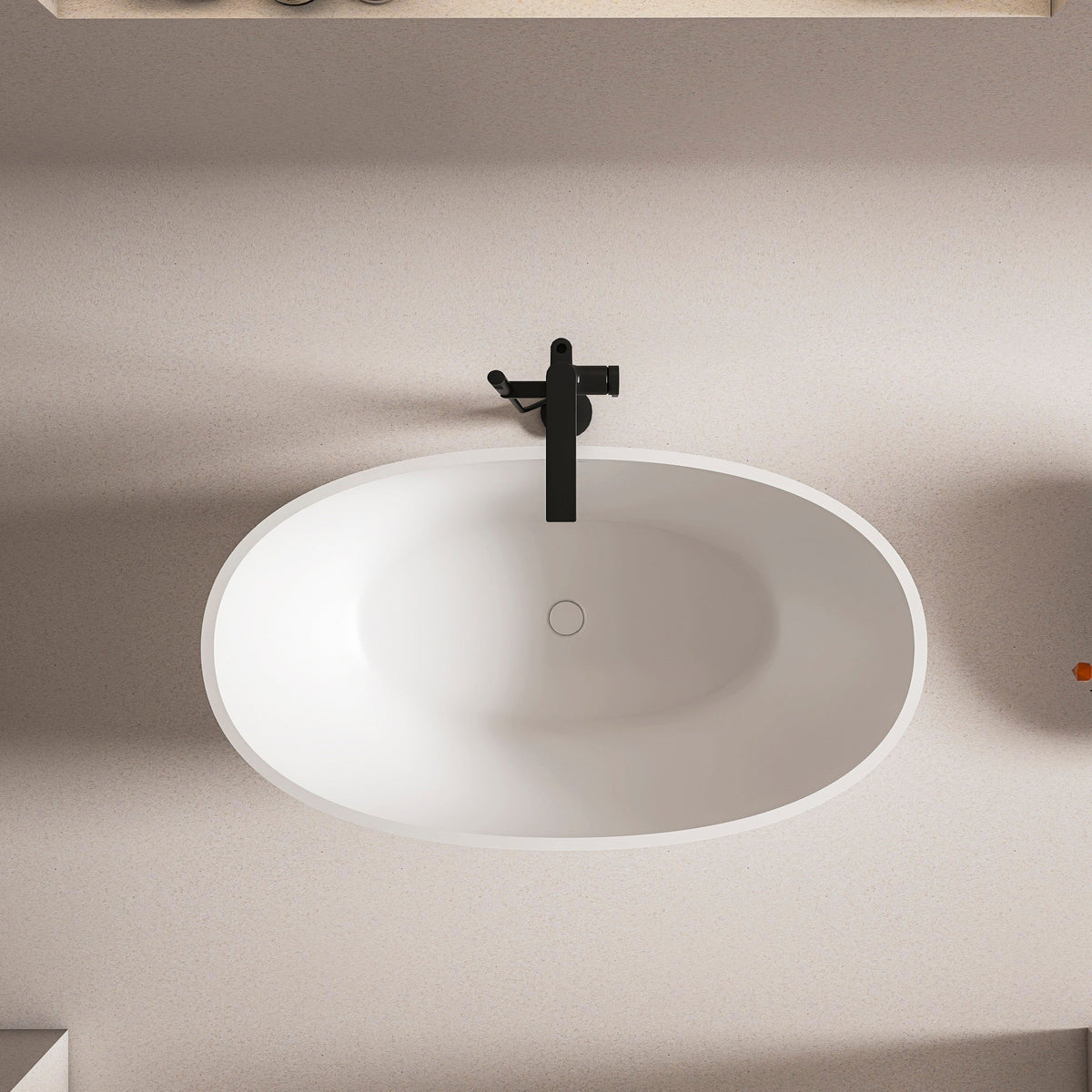 55 Inch Freestanding Solid Surface Soaking Bathtub
