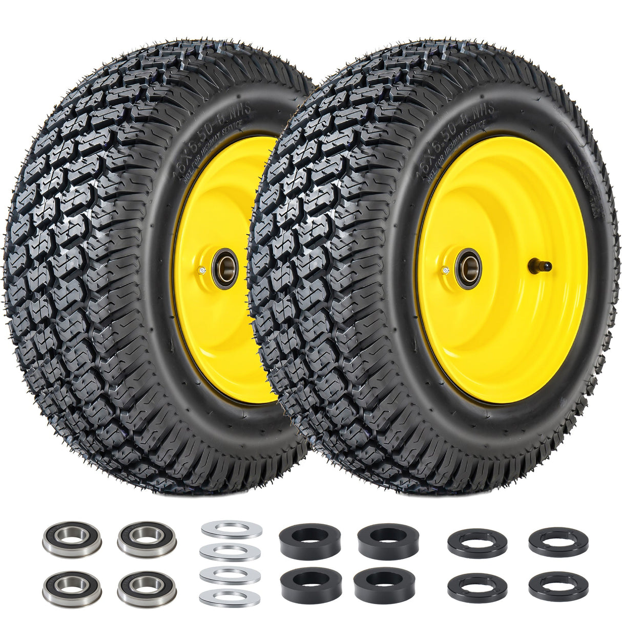 Set of 2 Lawn Mower Tires and Wheel Assembly