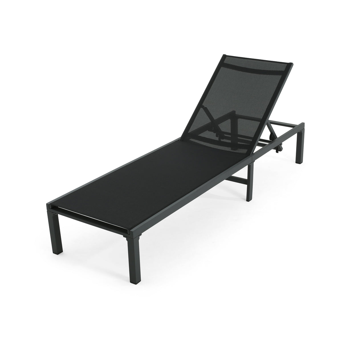 Westport Adjustable Outdoor Chaise Lounge Set of 2 Black Aluminum Frame