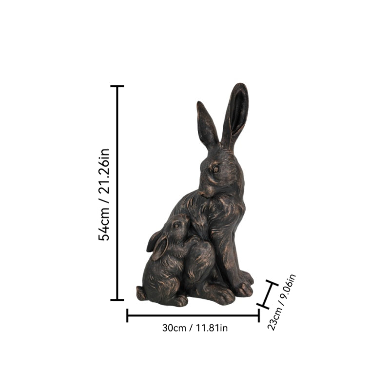 21'' Tall Mother Hare & Baby Cuddling Garden Statue