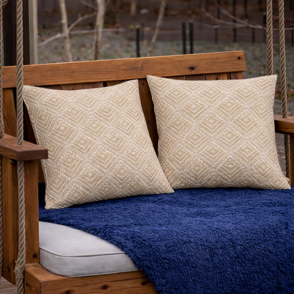 2 Pack Outdoor Throw Pillows, Waterproof & Fade-Resistant Patio Cushions (18x18 Inch)