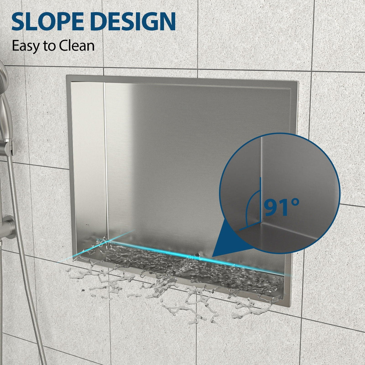 Stainless Steel Shower Niche With Seamless Design For Bathroom Storage
