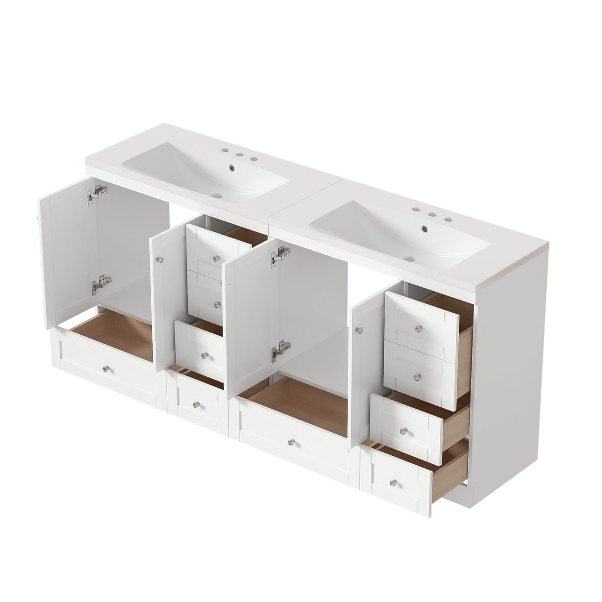 Shaker Free Standing Bathroom Vanity Cabinet & Sink, Soft Close Drawers, Soft Close Doors