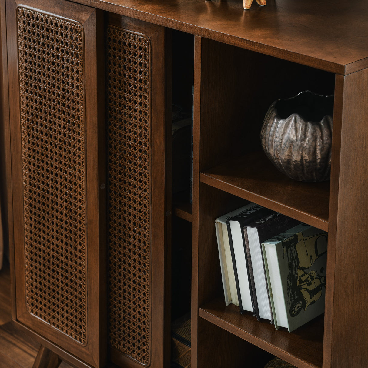 Mid Century Modern Rattan Sideboard Cabinet