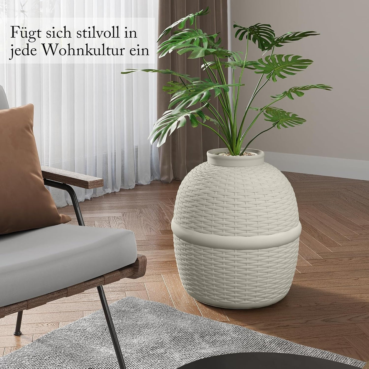 Stylish Cat Litter Box Enclosure with Faux Plant