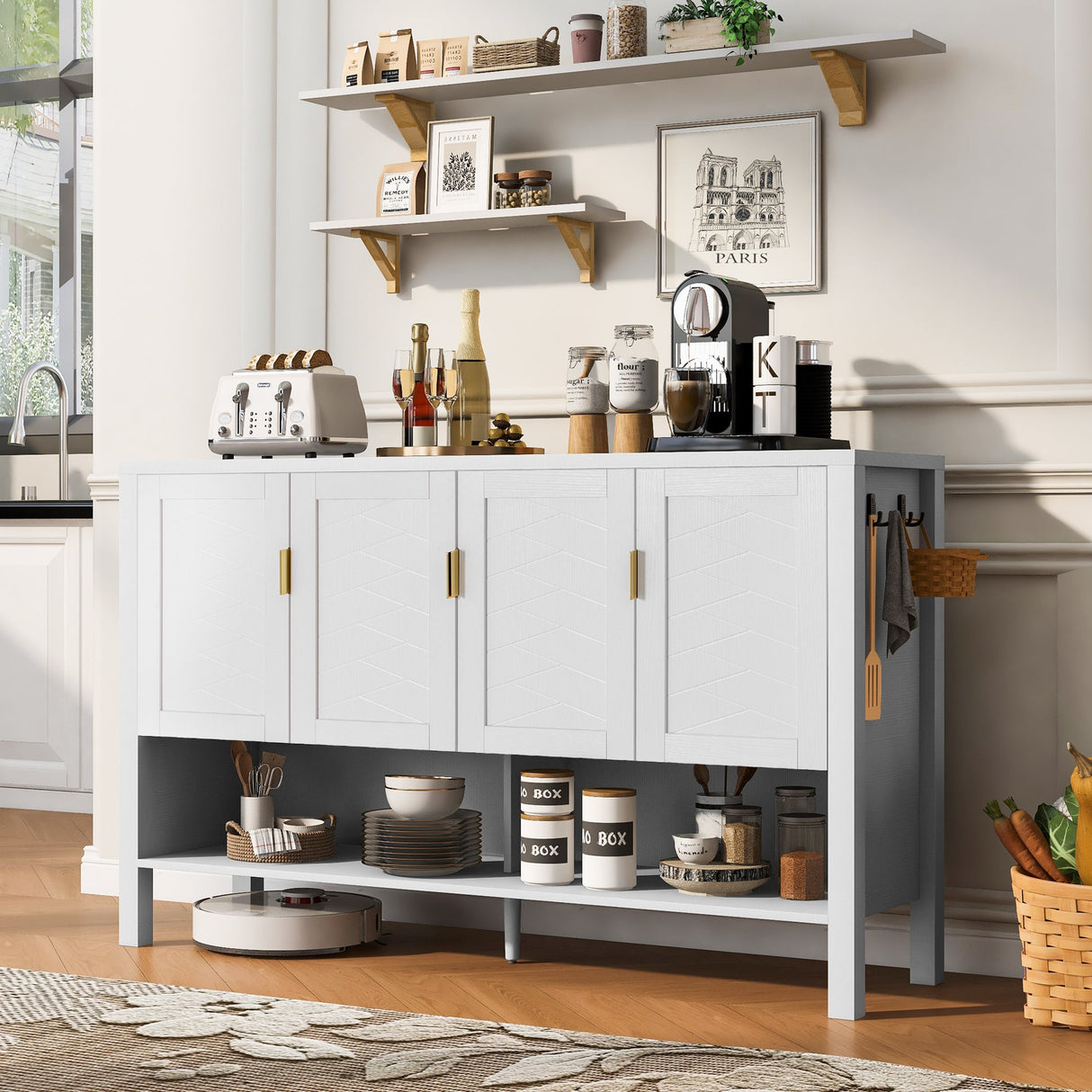 U_STYLE 55.1'' Storage Sideboard with 4-Doors