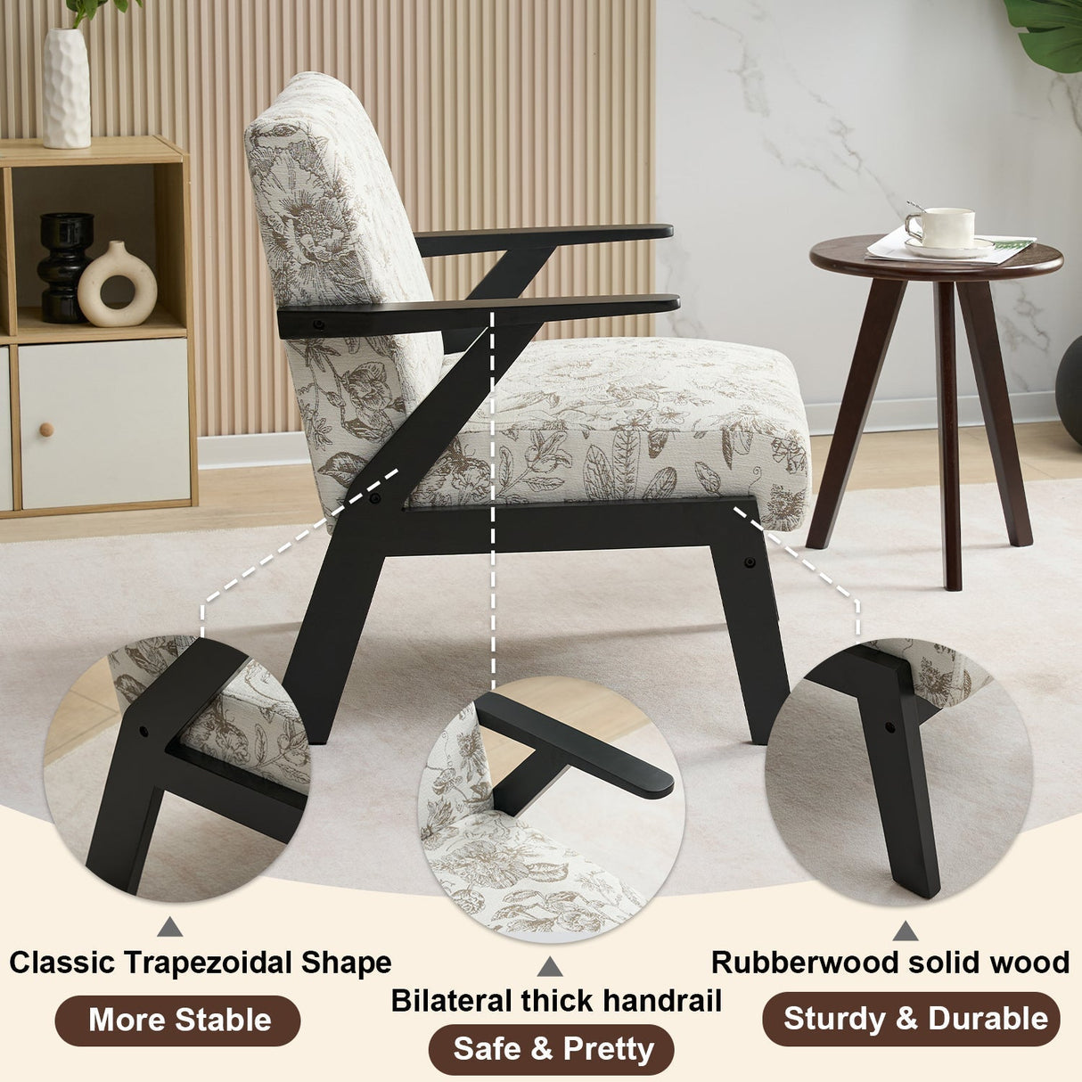 Mid-Century Modern Lounge Armchair - Seat Cushion (Beige + Grey)