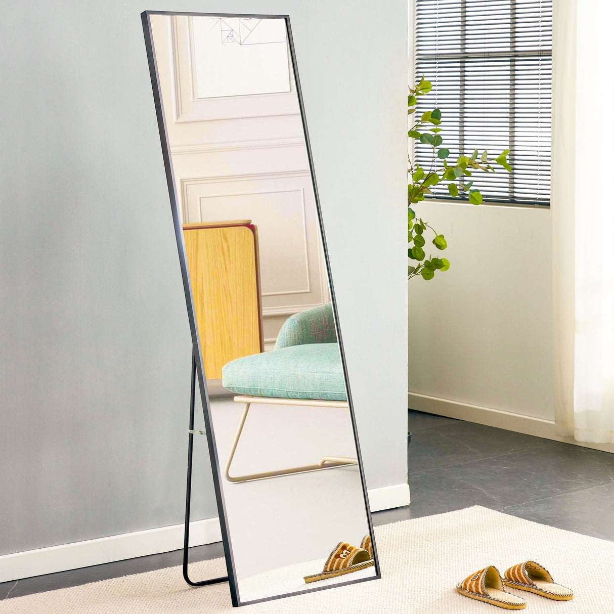 Aluminum Frame Minimalist Mirror for Bathroom and Bedroom