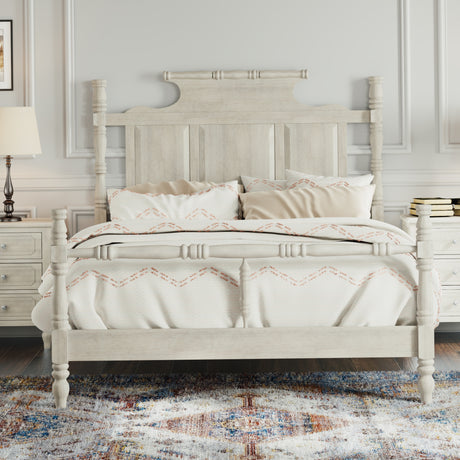 Vintage-King-Size-Platform-Bed-with-56.9'-High-Crown-like-Headboard,--Retro-White-Headboards