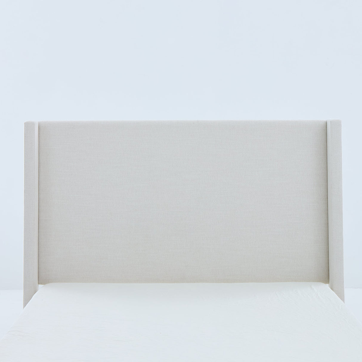 Shelton Upholstered Wingback Bed with 54-inch High Headboard in Textured Ivory Canvas Chenille