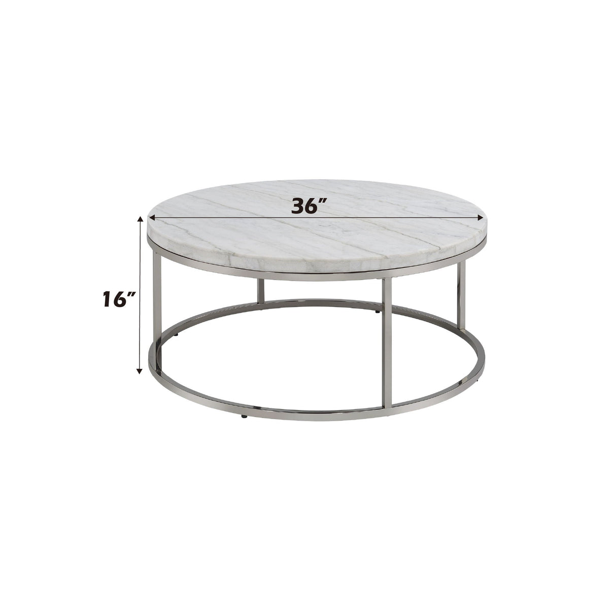 Zaidee Marble Top Nickel Coffee Table - White