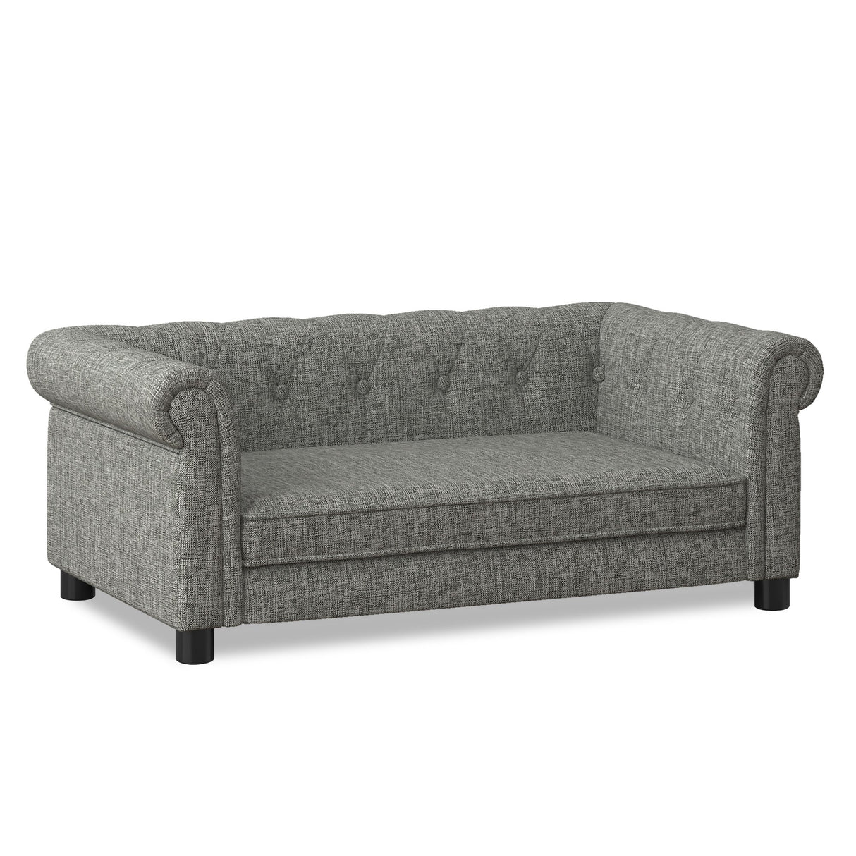 Modern Linen Fabric Light Grey Elevated Pet Bed for Small and Medium Dogs