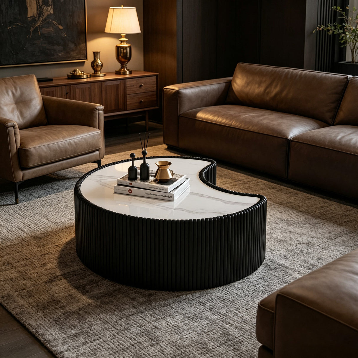 Light Sintered Stone Top Coffee Table
