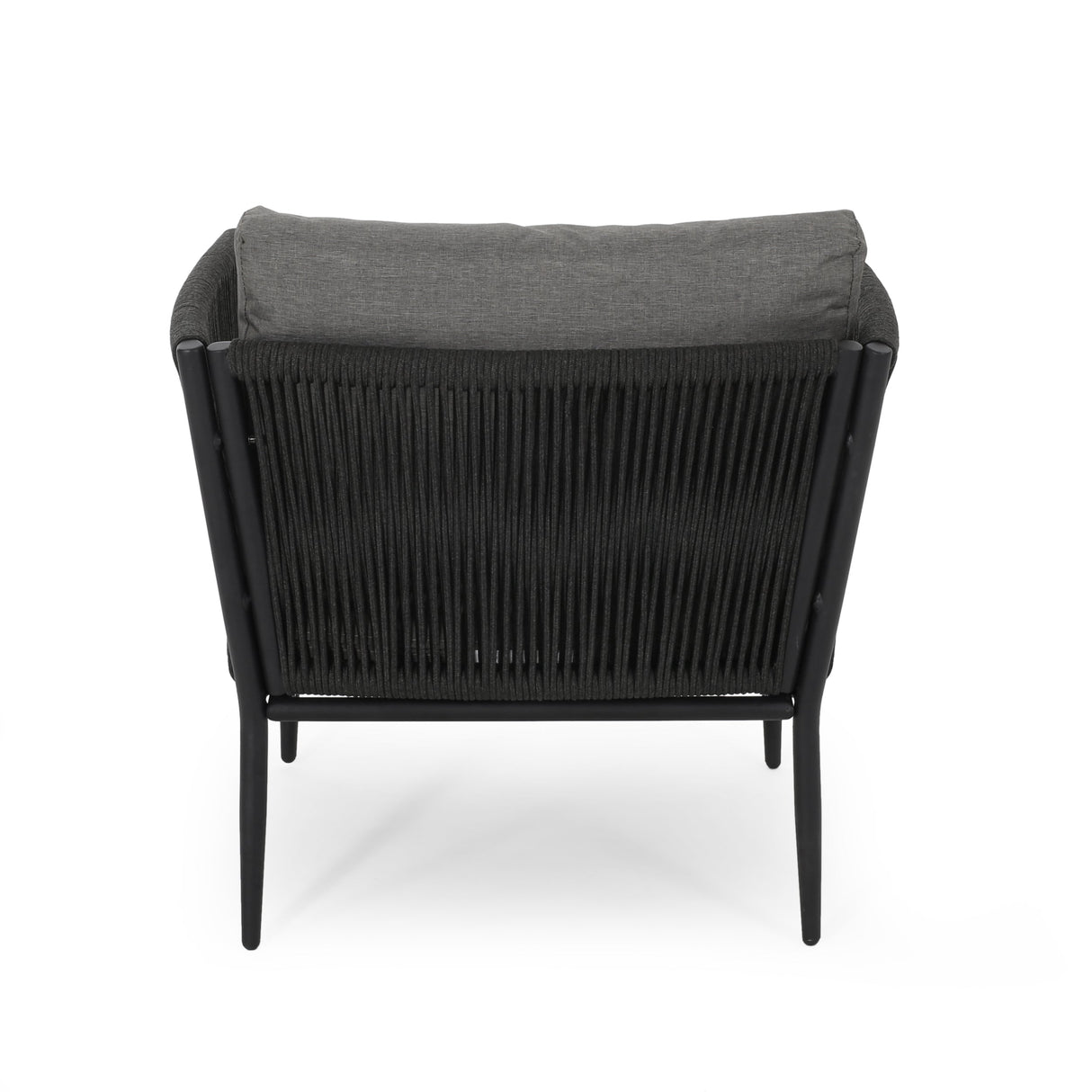 Hanford Modern Club Chair with Woven Rope Design in Grey