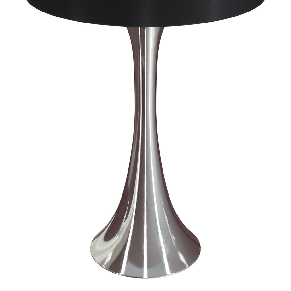Lenuxe 24' Contemporary Metal Table Lamp Set in Polished Nickel with Black Silk-like Shade