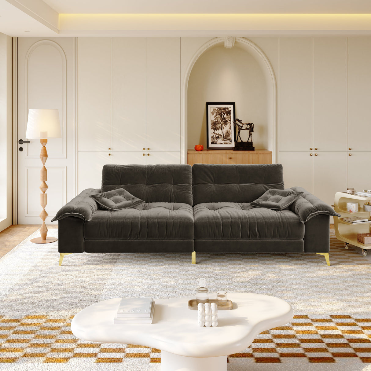 104.7" Modern 4-Seater Cloud Sofa with Wide Flip Armrests
