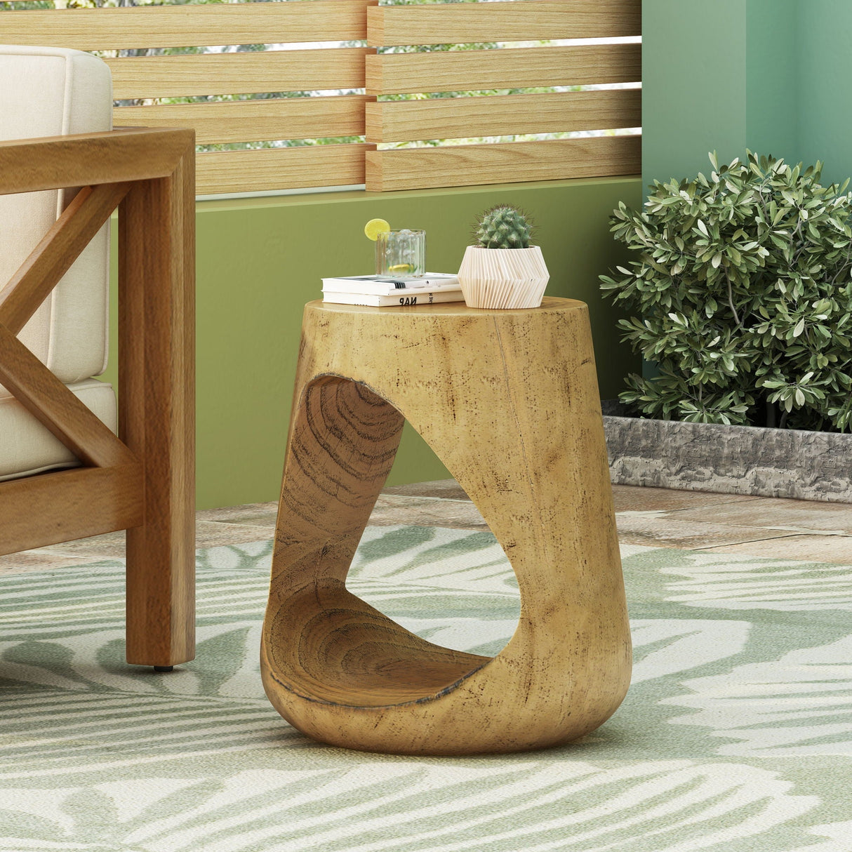 Hollow Side Table, Durable and Weather Resistant