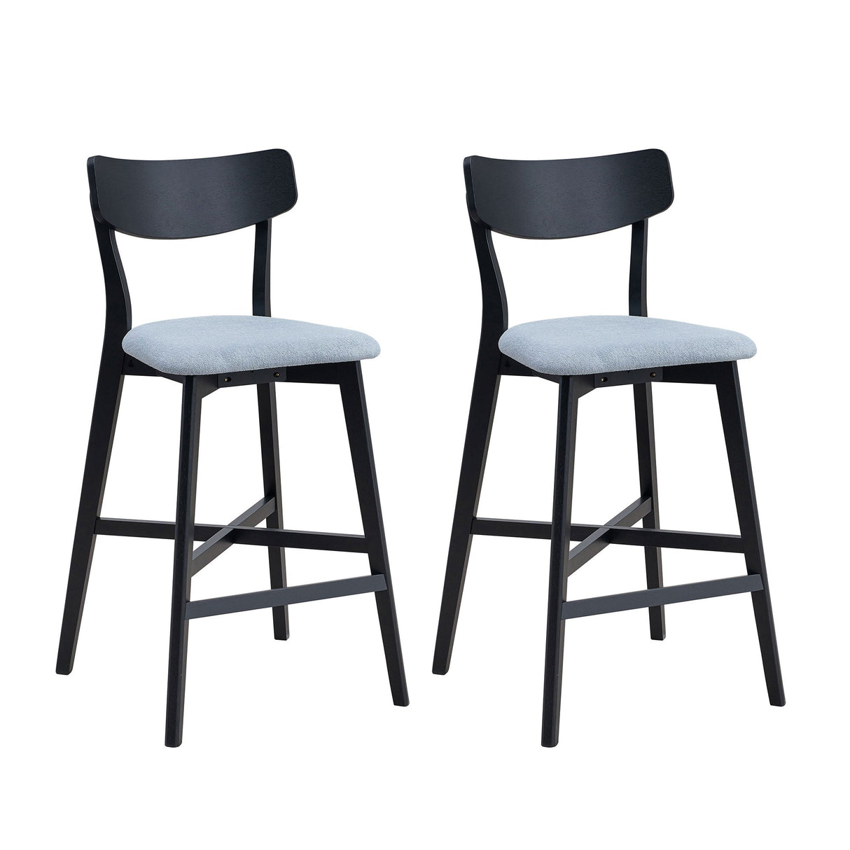 Wooden Bar Chairs Set of 2, Modern Soft Upholstered Kitchen Island Chairs