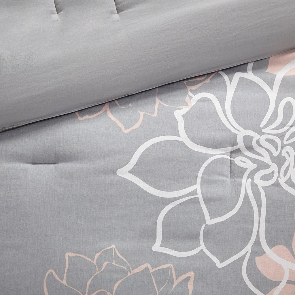 Floral Cotton Sateen Comforter with Hypoallergenic Fill - Peach Blossom