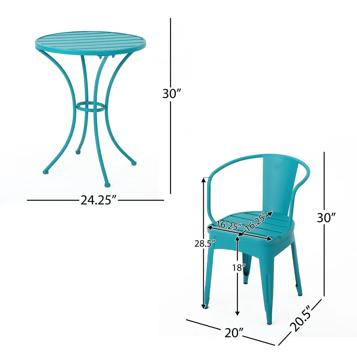 Colmar - 3 Piece Metal Outdoor Set