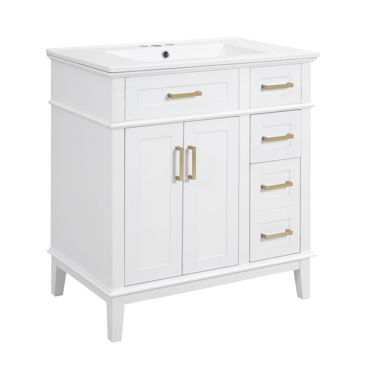 Modern Bathroom Vanity With Ceramic Sink, Soft Close Storage Cabinet