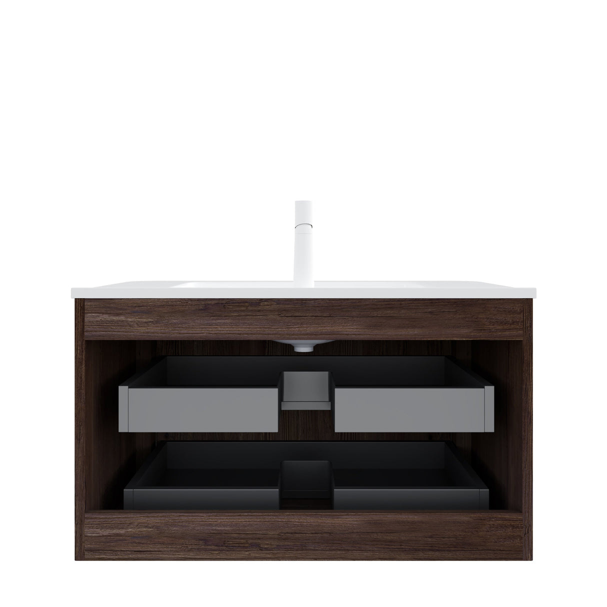 Noor 36" Bathroom Vanity with Sink, Wall-Mounted Floating Plywood Cabinet with 2 Drawers