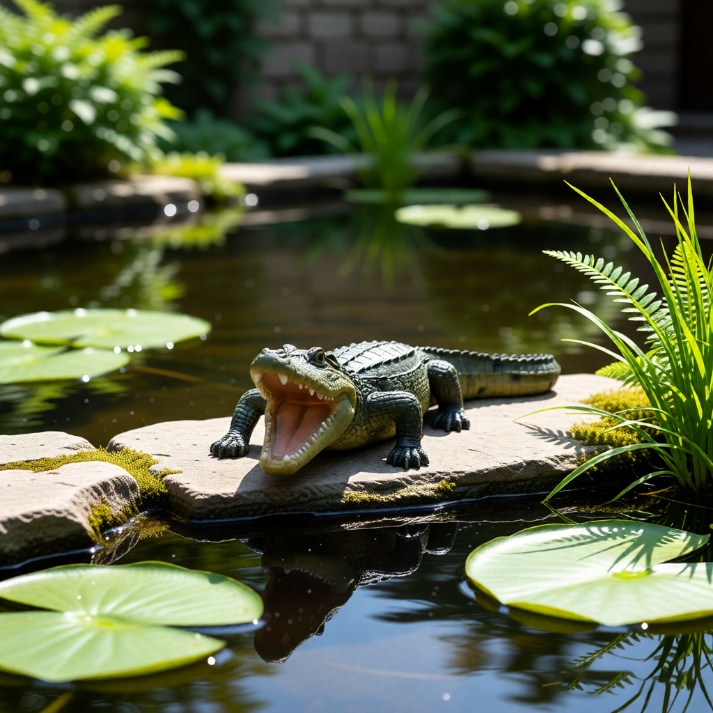 23' Simulated Crocodile Garden Statue, Resin Animal Ornament