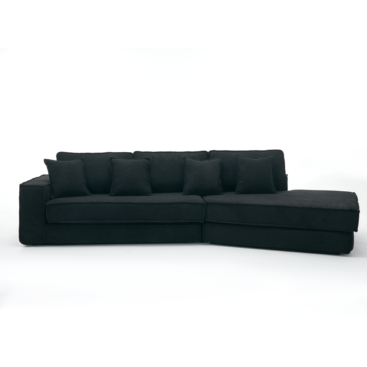 Folding Convertible Out Sleeper Sofa Bed 3-Seat Black