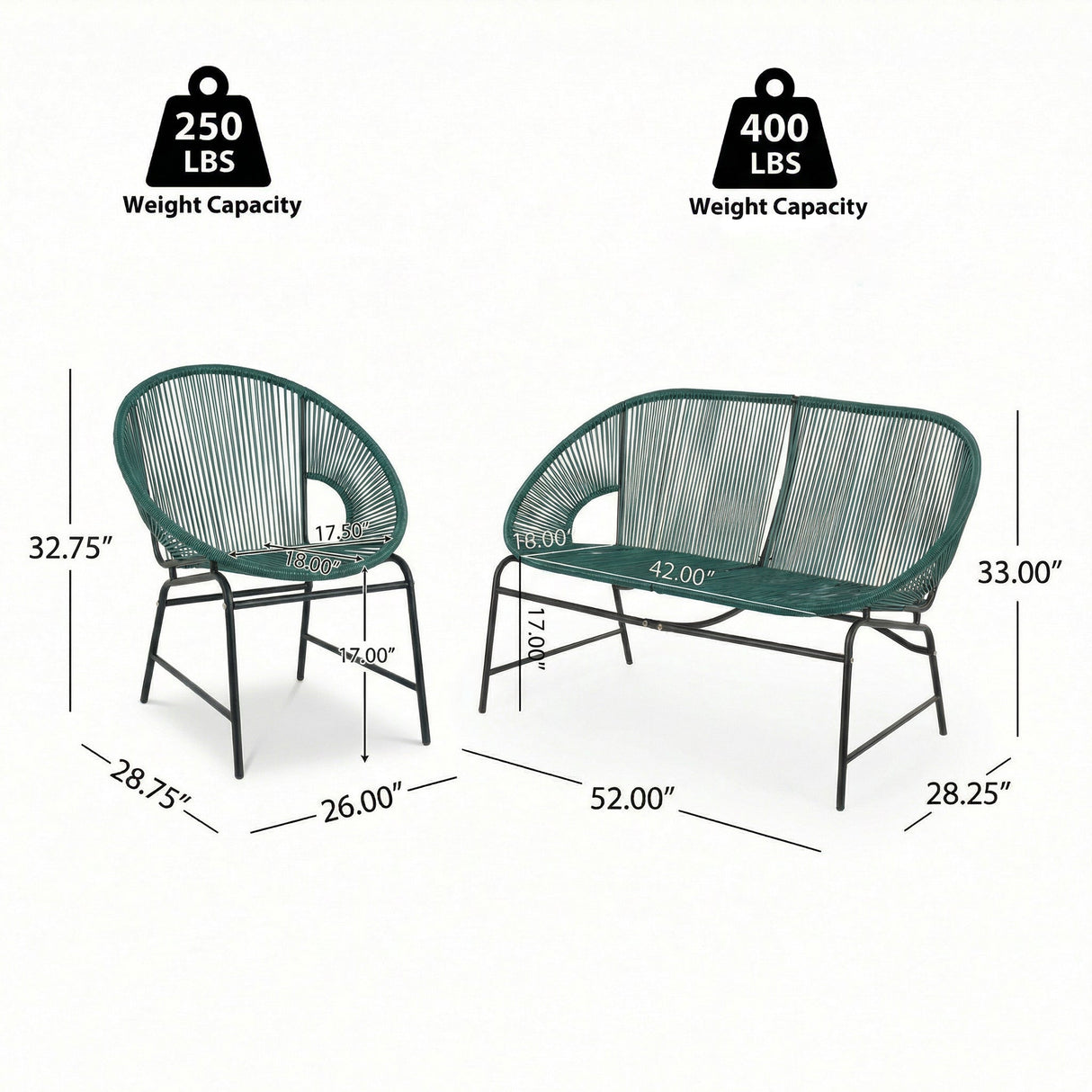 Nusa Outdoor Patio Wicker 3-Piece Chat Set