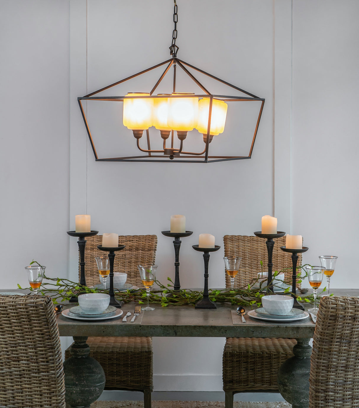 26" Iron Chandelier - Sleek Industrial Style