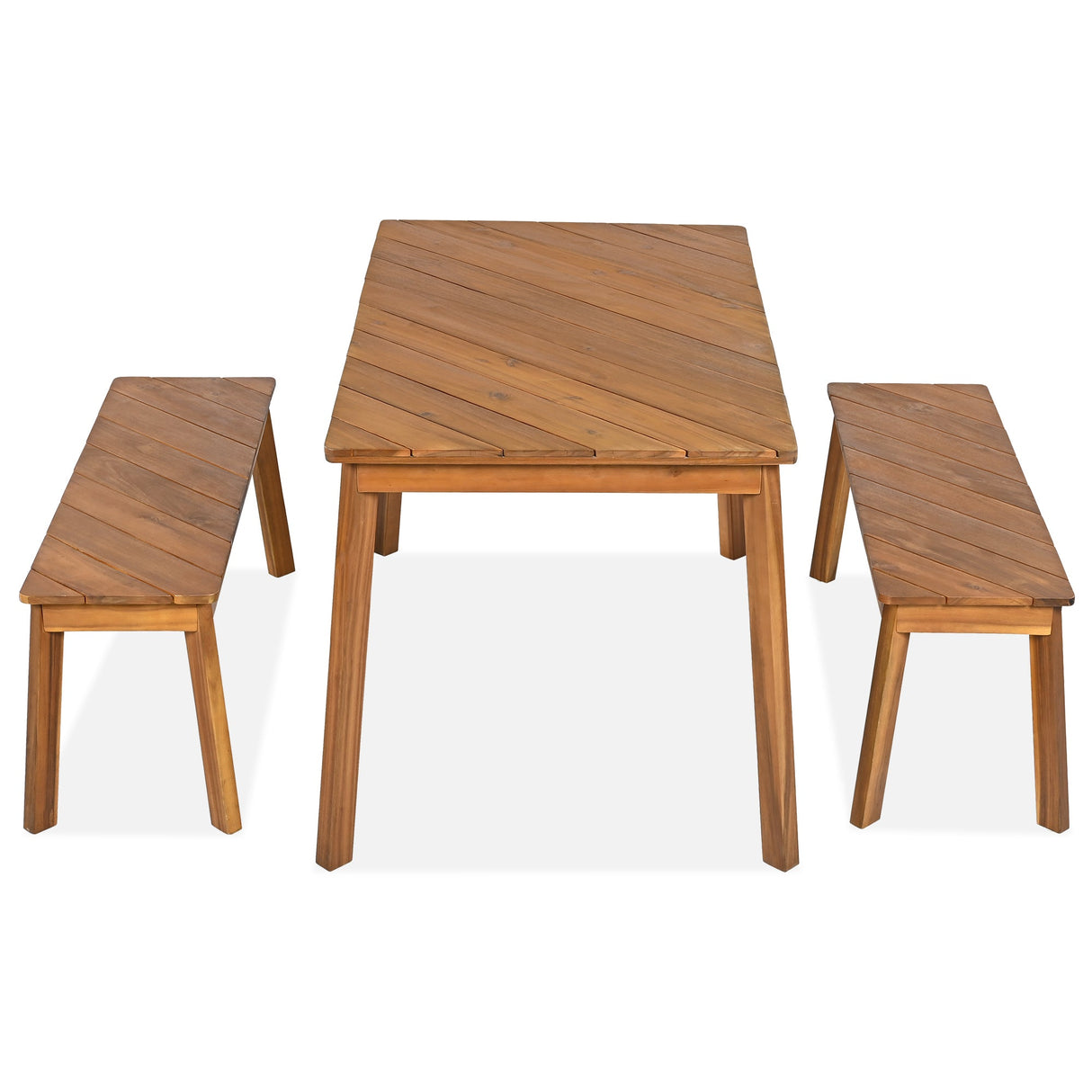 Go 3-Piece Acacia Wood Table Bench Dining Set