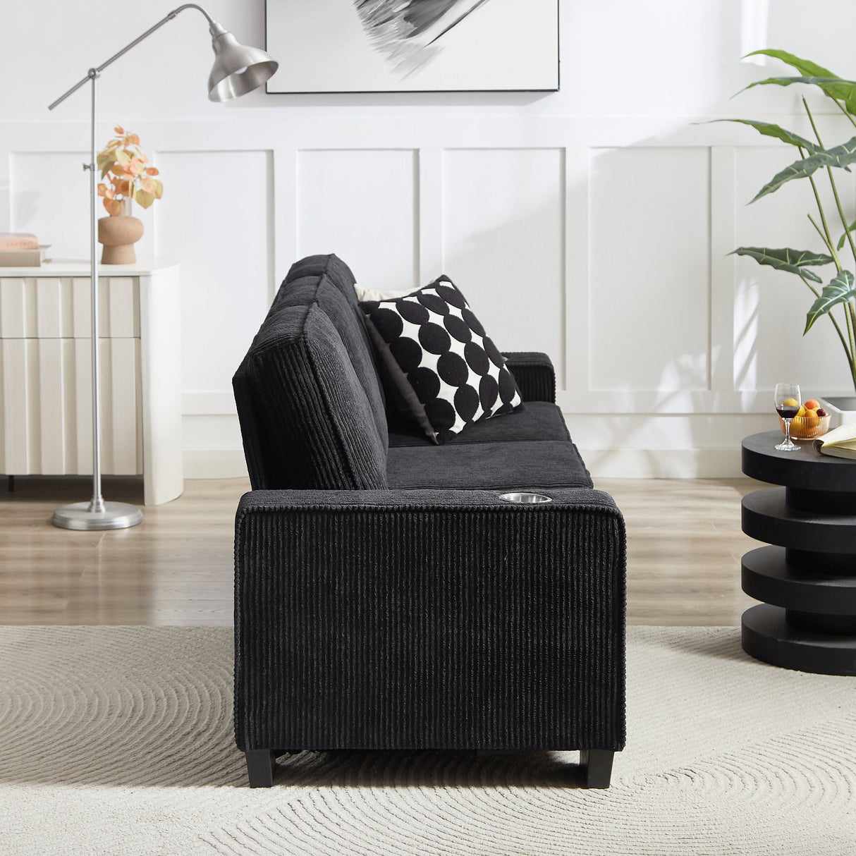 Modern Corduroy 3-Seater Sofa