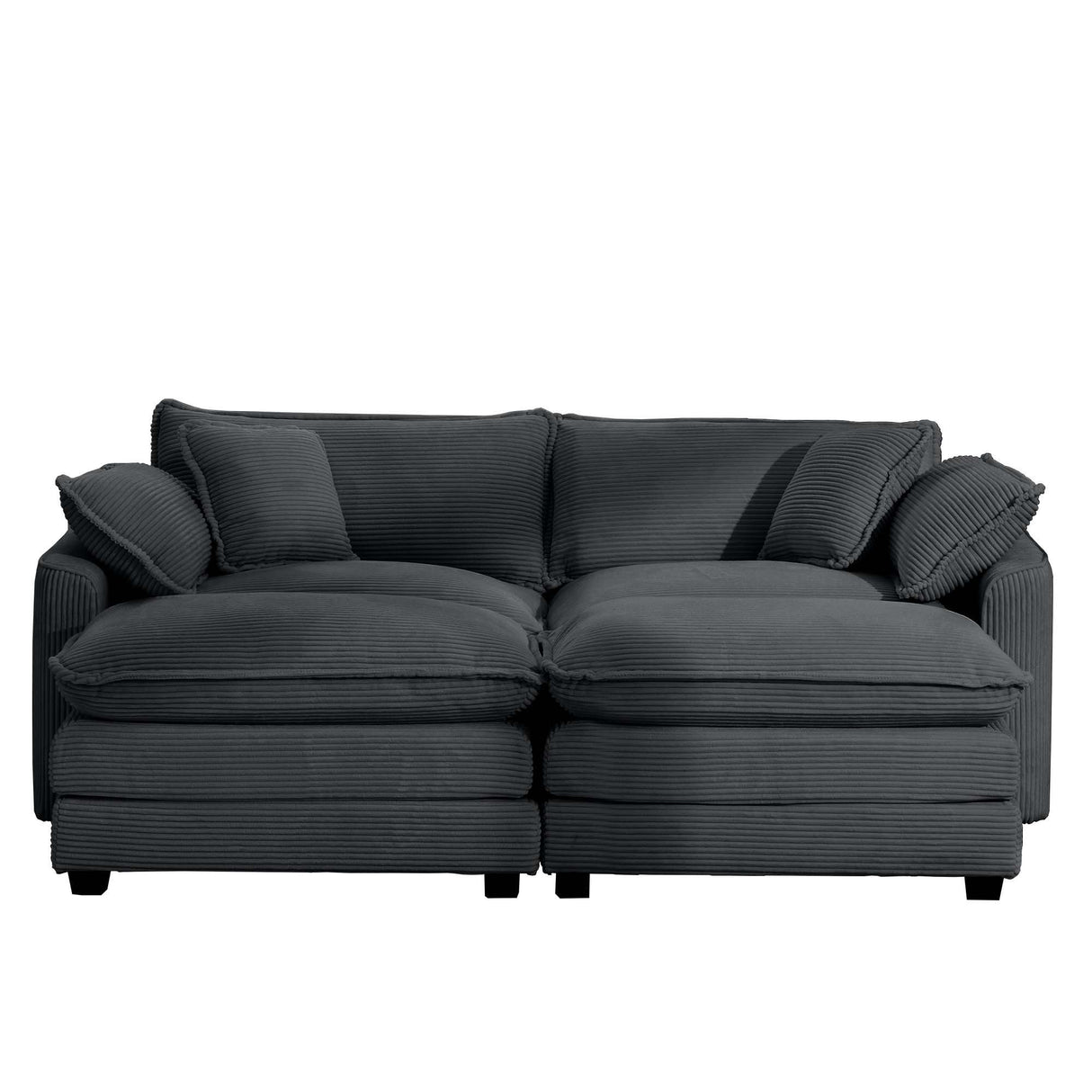 Modern Oversized Modular Cushion Sofa With Ottoman, Low Back, Deep Seating Sofa Set