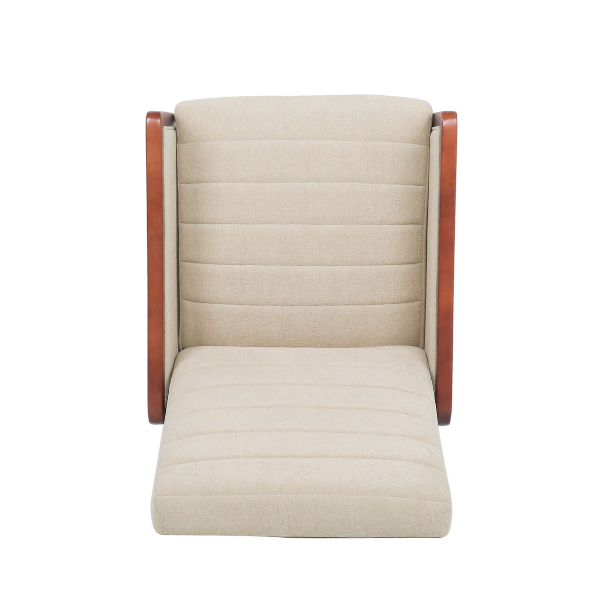 Mid Century Modern Fabric Channel Stitch Wood Pushback Recliner
