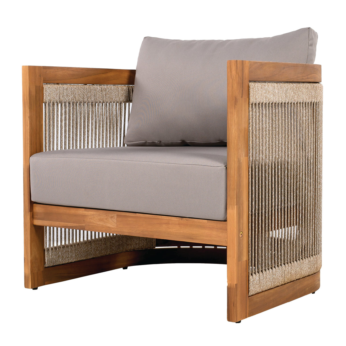 4-Piece Patio Seating Group with Acacia Wood and Woven Rope Accents