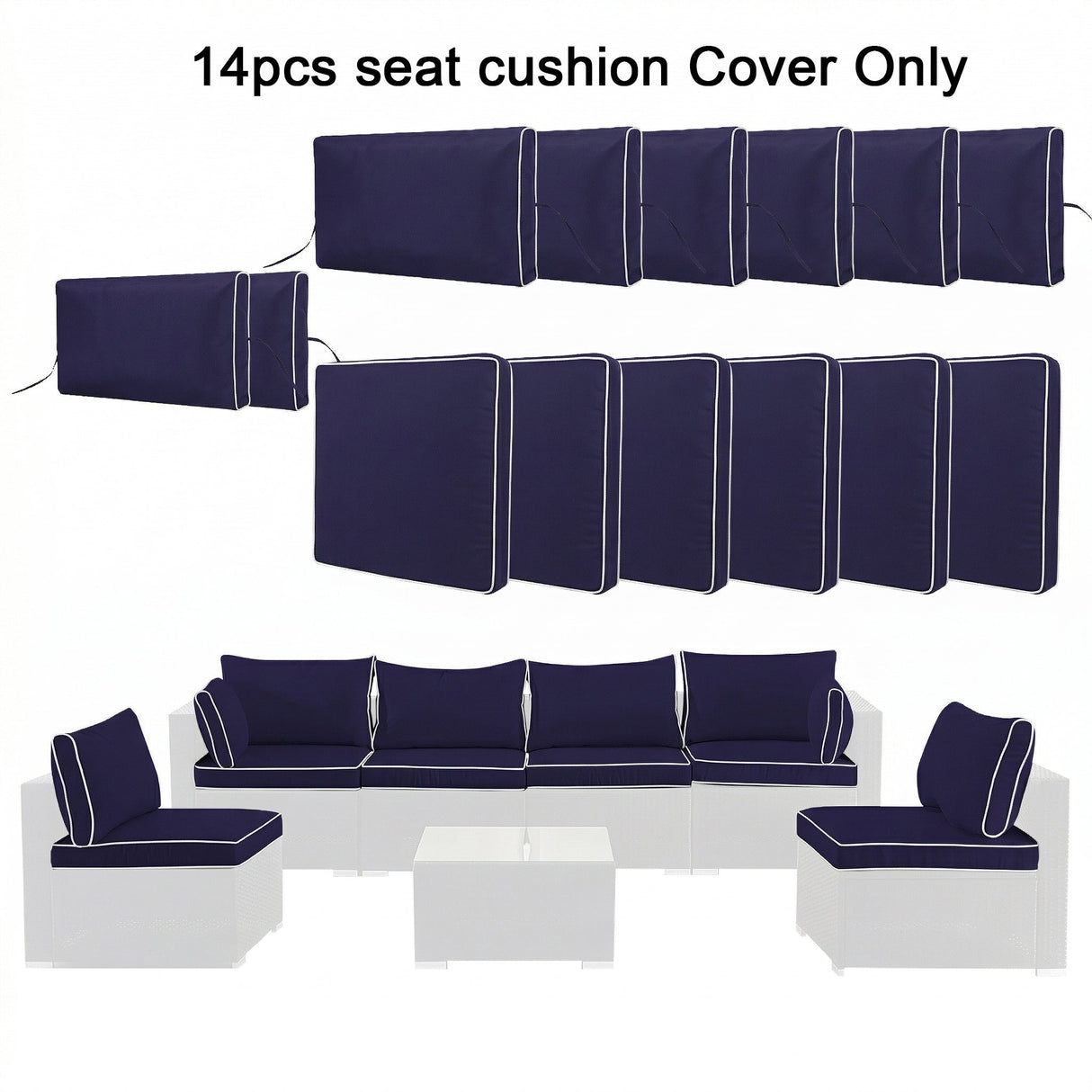 Cushion Covers for 7 Pcs Wicker Rattan Sectional Sofa