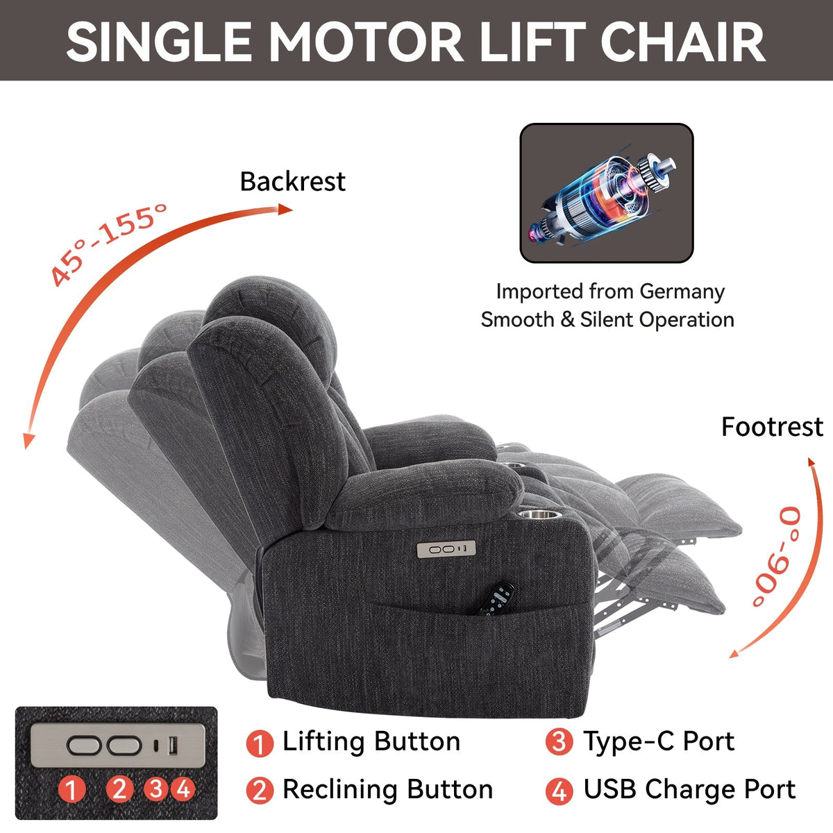 Chenille Power Lift Recliner Chair