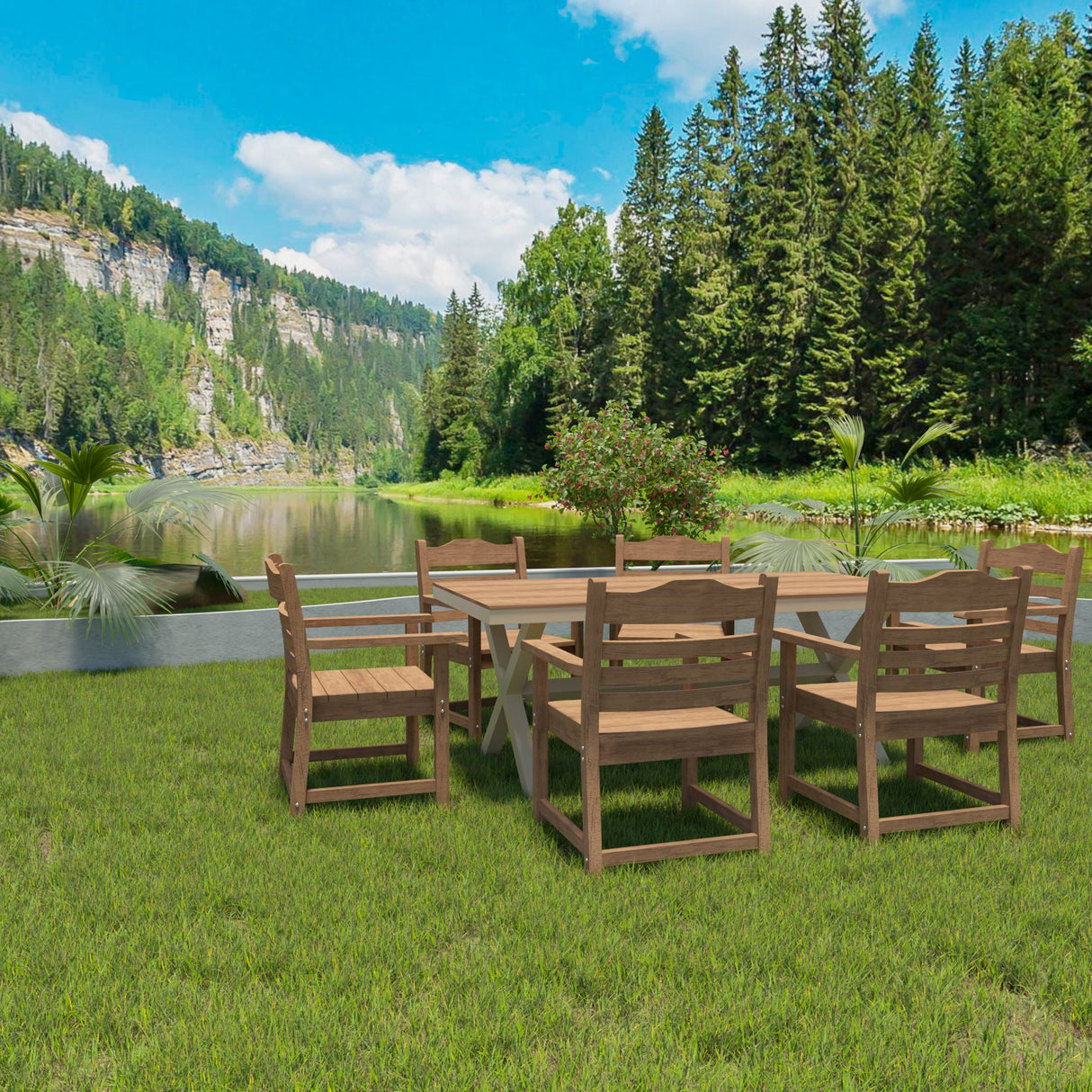 Patio Dining Chair with Armset Set of 2 - HIPS Material