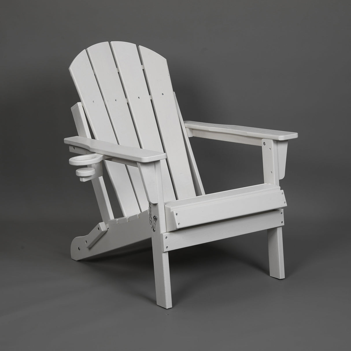 Folding Adirondack Chair with Dual Cup Holder - White Composite