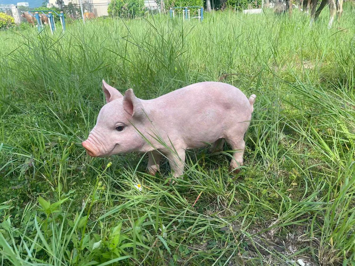 Cheerful Beige Pig Garden Statue