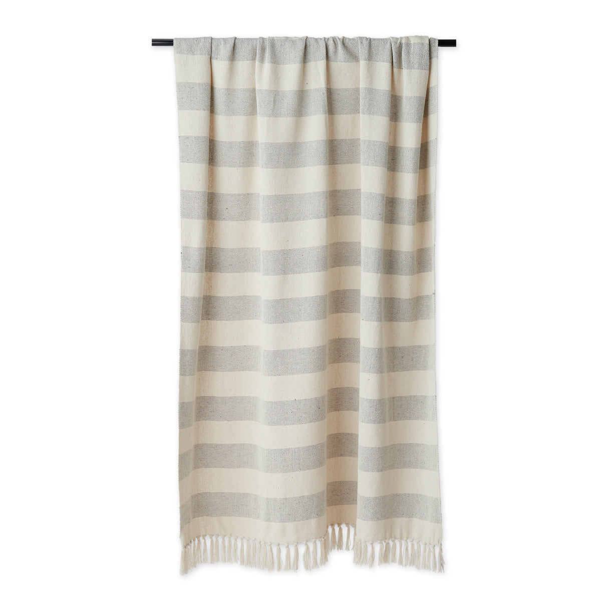 DII Cabana Stripe Cotton 50x60" Throw Blanket, Gray/Off-White