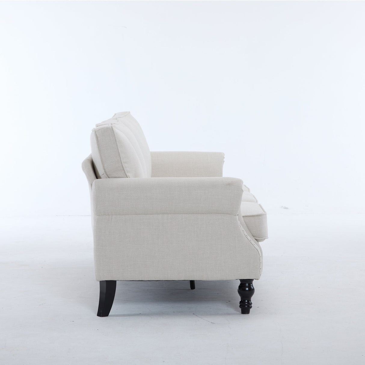 83 Inch Faux Leather Rolled Arm Sofa with Nailhead Trim