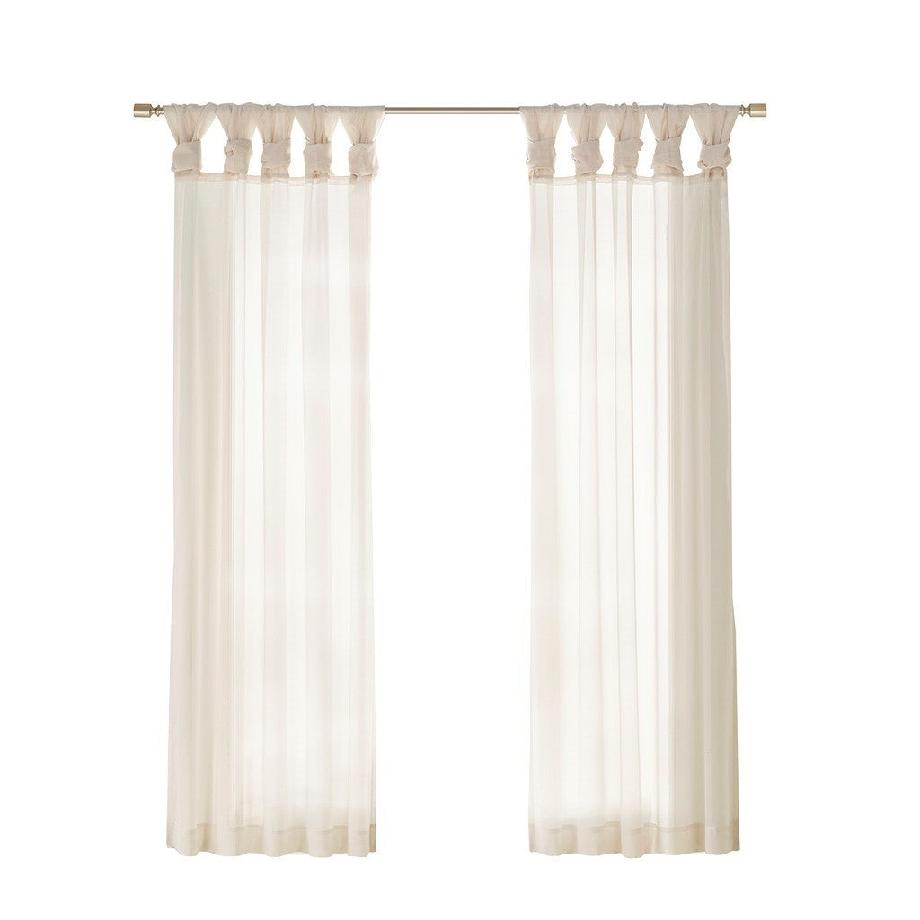 Twisted tab voile sheer window pair