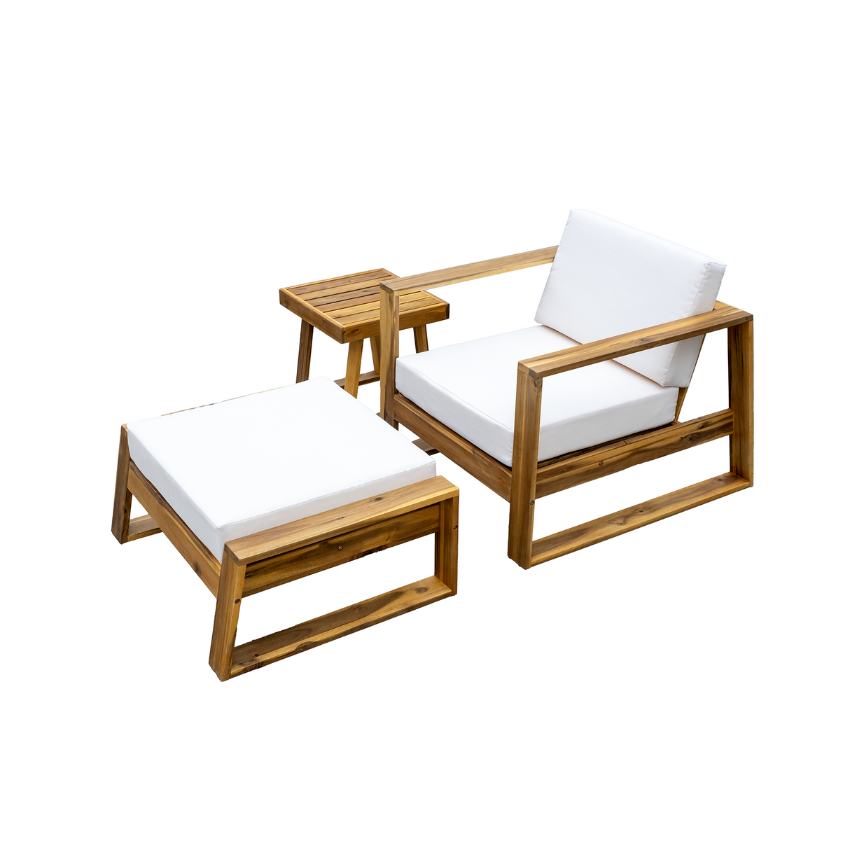 The Lunar Acacia Wood Outdoor Lounge Set with Side Table